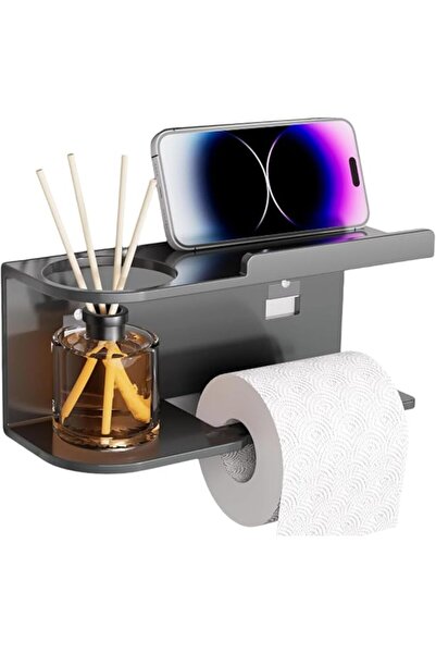 The Bros Grey Toilet Paper Holder Wall Mount - 304 Stainless Steel Tissue Rac...