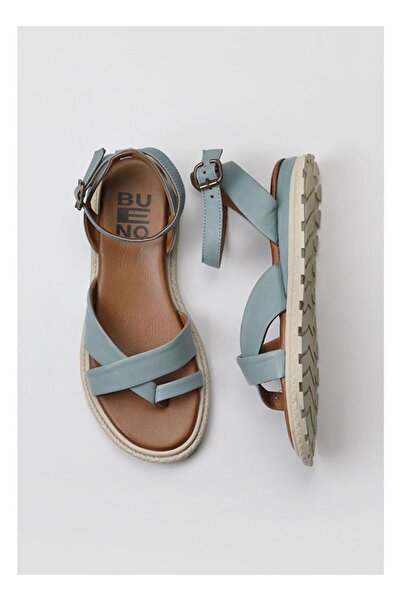 BUENO Shoes Mavi Deri Kadın Parmak Arası Sandalet 01wy5407