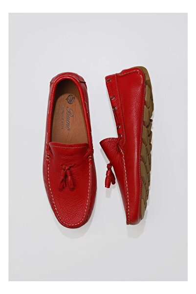 BUENO Shoes Kırmızı Flotter Deri Erkek Loafer 05ms2024d