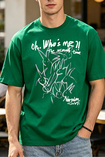 Fleck تي شيرتات كاجوال للرجال بتصميم Oh Whos Me The Second Time Bunny، تي شير...