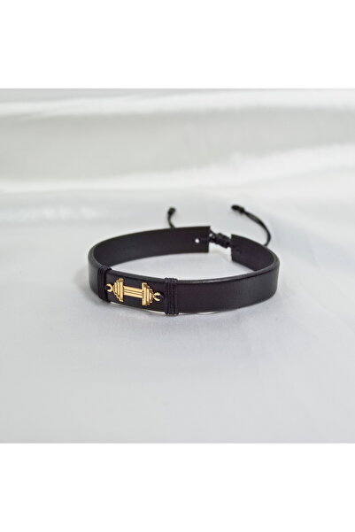 BLACK SWAN Bijoux Bratara barbateasca din piele naturala si aur 14K - Gym Lover