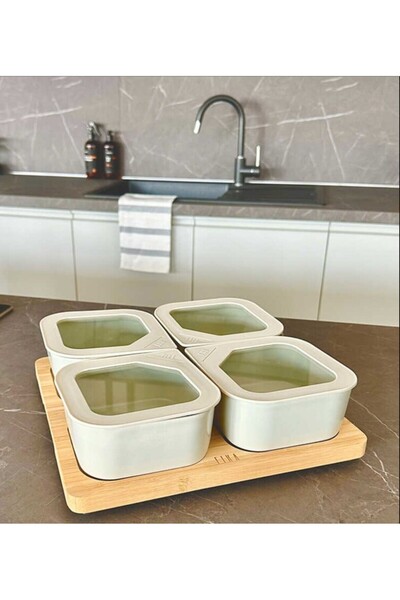 esdekor Fika One 4-Piece Breakfast Kitchen Set Beige Scandinavian Design 1 Piece
