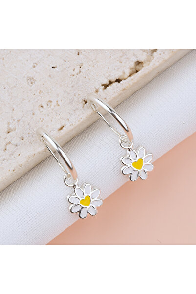 BLACK SWAN Bijoux Premium Girly Silver Earrings with Pancake — White Flower E...
