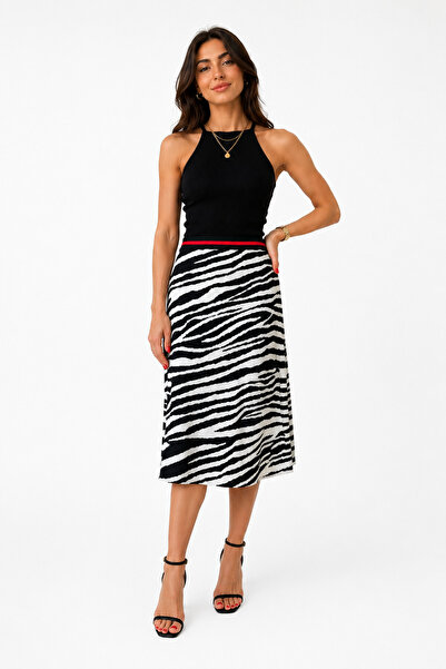 Neden Tekstil Women's Zebra Patterned Midi Skirt
