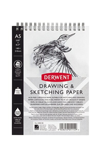 Derwent Spiral Sketch and Drawing Notebook A5 30 Sheets 165g Professional