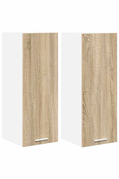 vidaxl Wall cabinet 2 pcs Sonoma Oak and White 30 x 31 x 80 cm