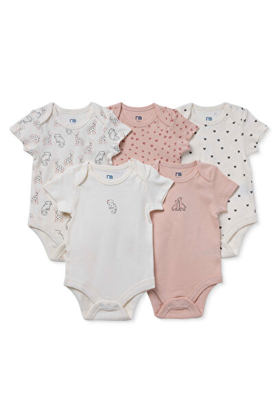 MOTHERCARE Kız Bebek 5li Body Hayvan Baskılı Çıtçıtlı Zarf Yaka Long Sleeve