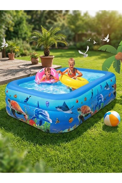 SHYA AquaWorld Inflatable Pool for Children and Family 210X130X56 – Ocean Des...