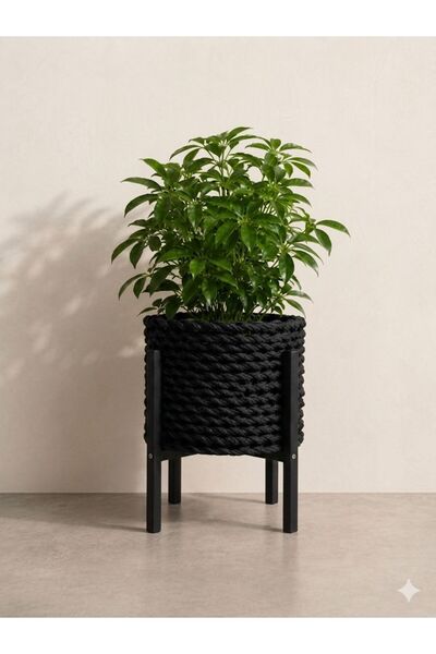 Bohem studio 25 cm Mt Standlı Örgü Saksı – Siyah