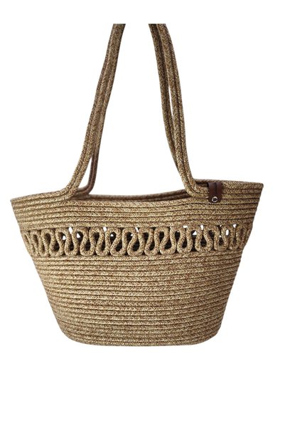 OUEEN ELİZABETH Rope Braided (Large Size) Women's Shoulder Bag