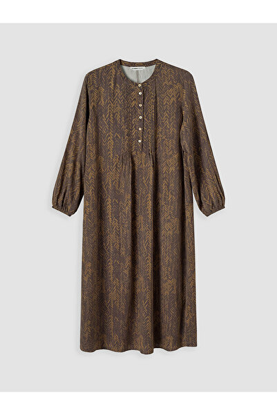 LC Waikiki Nevavm Farkıyla Hakim Collar Patterned Dress