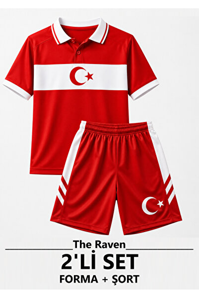 The RAVEN Premium Türkiye Milli Takım Serisi Kırmızı Çocuk Futbol Forması 2 P...