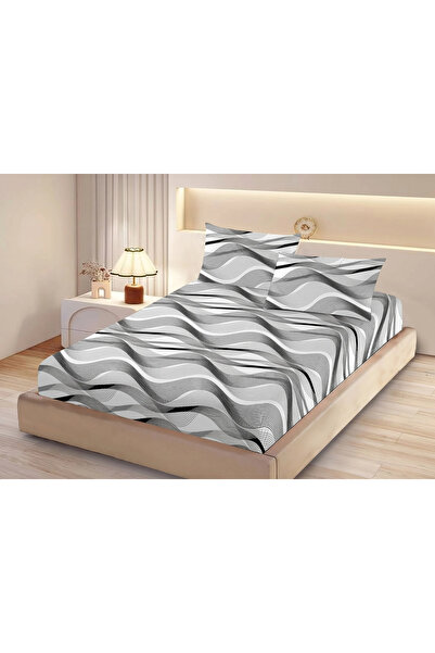 NufJoy Set cearceaf de pat cu elastic 180x200x25 cm si 2 fete perna 50x70 cm ...