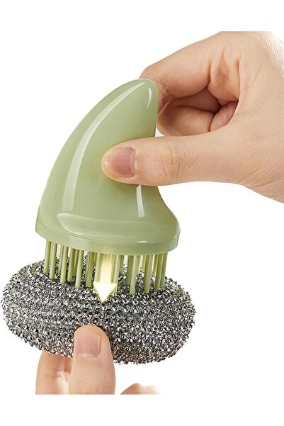 Arabest Stainless Steel Dish Scrubber,Wire Brush Cleaning Tool with Handle,Er...