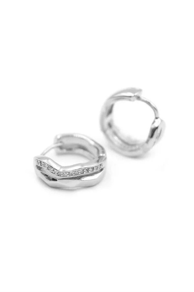 Marsilyan Nvdn- Ieg - Stone-Studded Hoop Earrings - Silver Iegrs-Nvdn1