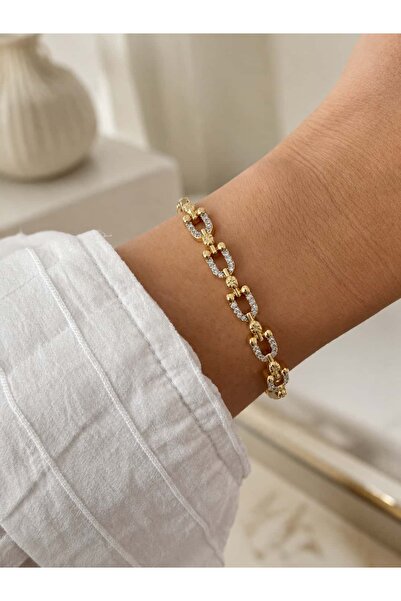 LEROSY CO. Special Series Mix Chain Stone Steel Women's Handcuff Bracelet