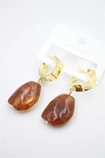 Marsilyan Nvdn- Ieg - Acrylic Stone Earrings - Brown Iegrs-Nvdn1