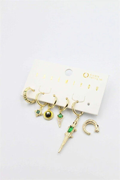 Marsilyan Nvdn- Ieg - Set of Colorful Stone Earrings - Gold Iegrs-Nvdn1