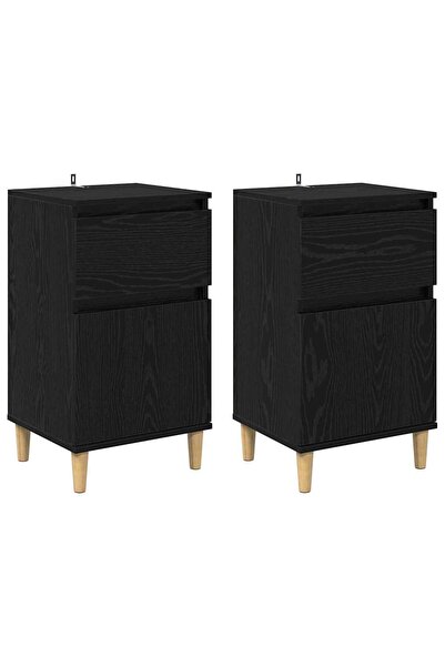 vidaxl Dulap de noapte cu sertar 2 pcs Stejar Negru 40 x 35 x 70 cm