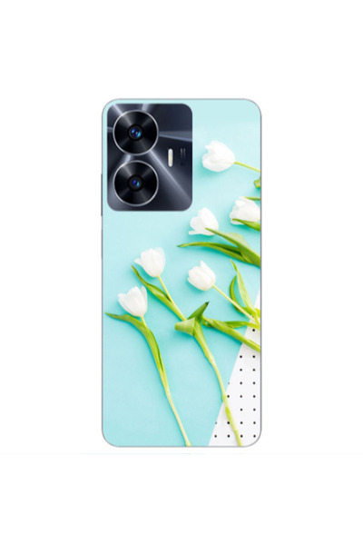 Other Realme Note 50 White Tulips Transparent Silicone TPU Θήκη