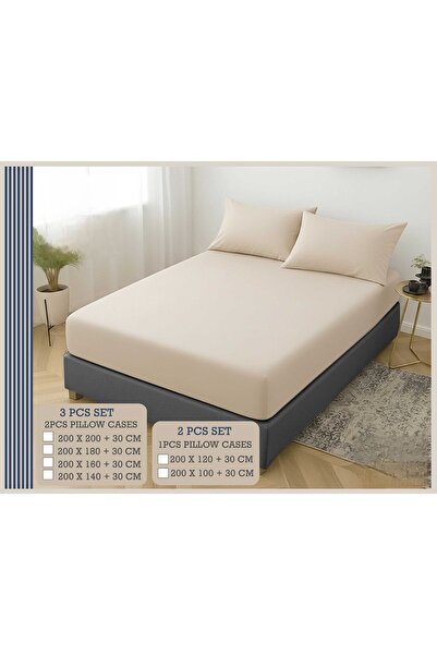 Ropi Nefir Textured Rubberized Sheet 3 Pieces - Soft Patterned Bed Sheet Set
