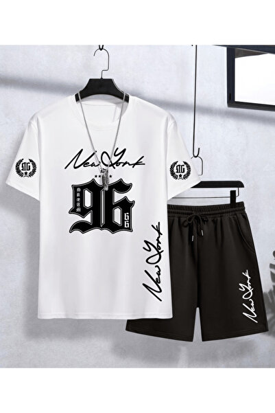 gencerco Set de tricou și pantaloni scurți pentru bărbați, premium, oversize,...
