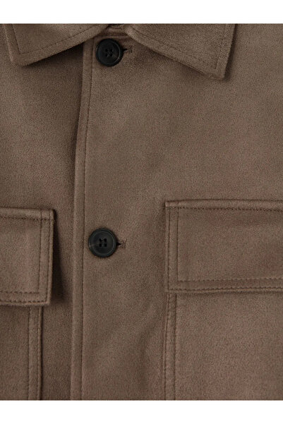 LC Waikiki Beige Loose Fit Suede Look Shirt Collar Men's Jacket