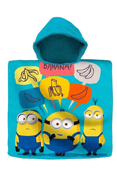 Minions Βαμβακερή πετσέτα με κουκούλα, Μίνιονς, 60x120 εκ. Μπλε