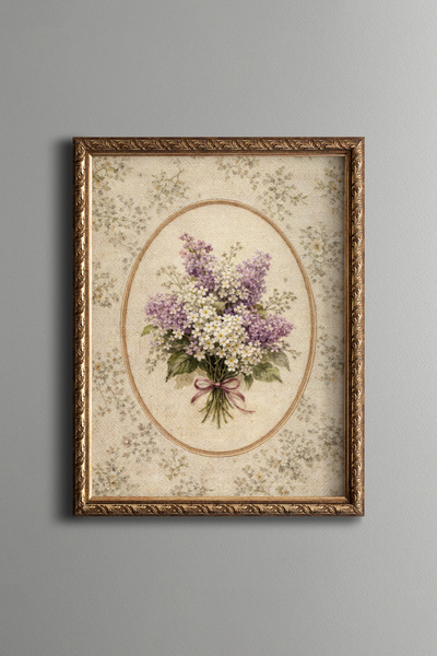 epiqart Romantic Spring Bouquet - Vintage Patterned Frame - Slim Model