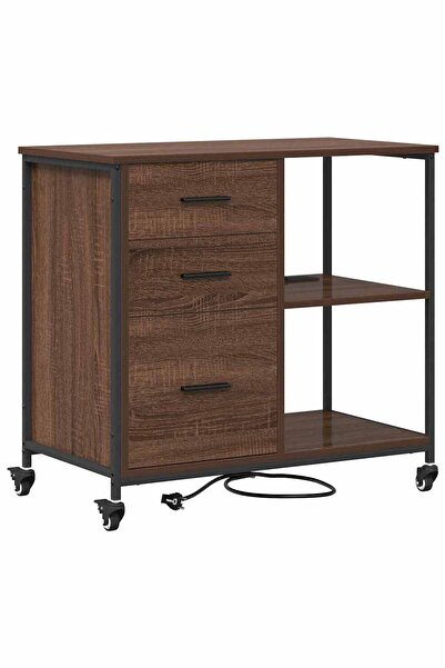 vidaxl Cabinet cu Stație de Încărcare Stejar închis 76 x 41 x 72 cm