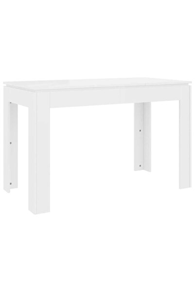 vidaxl Masă de bucătărie alb extralucios, 120x60x76 cm, lemn prelucrat