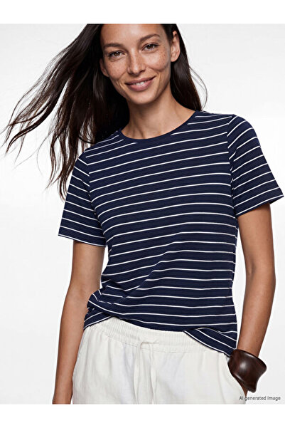 LC Waikiki Esvab • Modern & Distinctive Zero Roba Collar Striped Women's T-Shirt