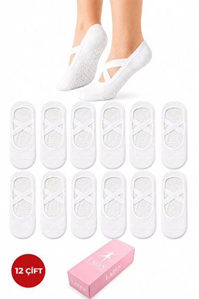 Lazen Kadın Yoga Pilates Çorabı - Kaymaz Silikon Taban - 12'Çift Set - Esnek ...