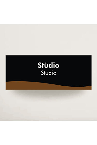 Studio Ofis Oda Kapı İsimliği Ceviz Desenli Kapı Tabelası