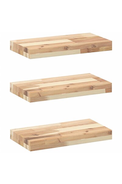 vidaxl Rafturi suspendate 3 buc. 40x20x4 cm lemn masiv acacia netratat