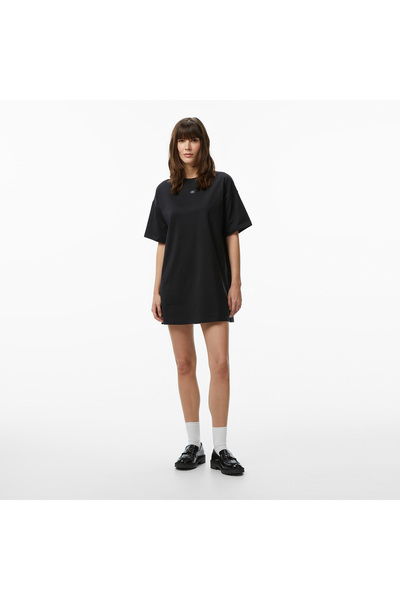 Calvin Klein Woven Label Oversized Kadın Siyah Elbise