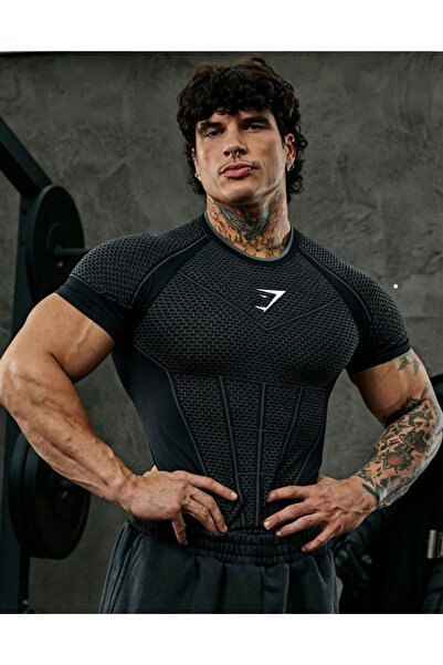 Sthxyfaith Men’s Seamless Compression Gym T-Shirt Form-Fitting Breathable for...