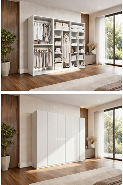 CANBAZ FURNİTURE Mira modüllü 6 MDF kapaklı%100 MDF (KURULUM DAHİL)
