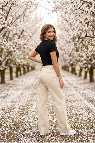 tof jean Btl Women's Cream Casual Jeans Lycra Palazzo New-11
