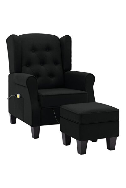 vidaxl Massage chair with stool, black, fabric