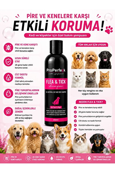 pro perfeck ProPerfeck Flea & Tick Kedi ve Köpek Şampuanı 250 ml - Pire ve Ke...