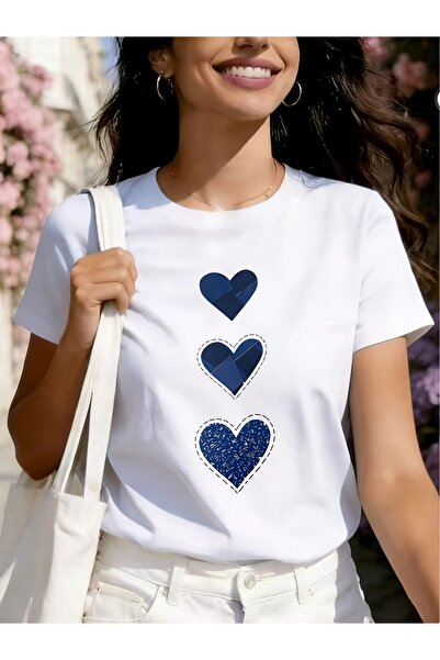 PAVRO Unisex Άνετο T-shirt με μικτό σχέδιο και στάμπα