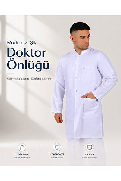 MarkamSen Hakim Yaka Medium Length Long Sleeve Men's Apron |   Doctor's Gown ...