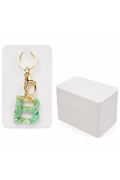 naturevo 100 Adet Beyaz Anahtarlık Kartı 7,5x12 cm 300 gr Kalın Karton Anahta...