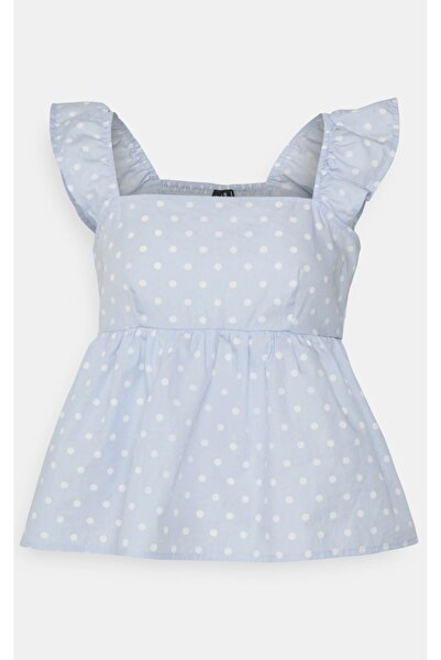 Vero Moda Sophie Polka Dot Peplum Top, Cotton, Blue,