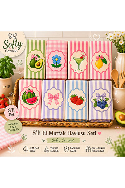 Piloji 8'li Modern Dijital baskılı Mutfak Havlusu 35x50cm - Yüksek Emici Kuru...