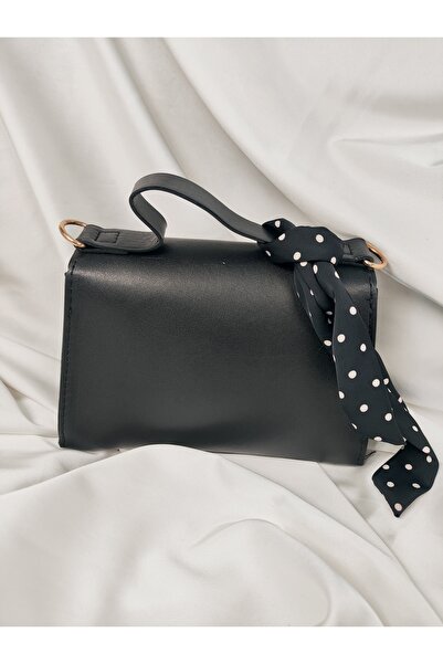 Leaf Accessory Black Scarf Detailed Small Crossbody Bag