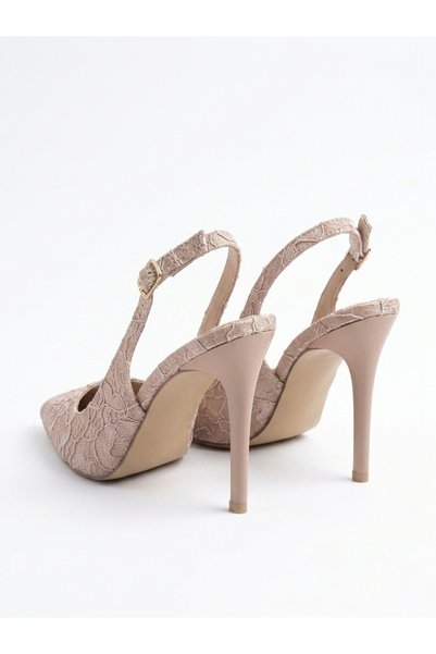 afra shoes حذاء داليدا ذو كعب عالٍ من الجلد اللامع مع تفاصيل من الدانتيل
