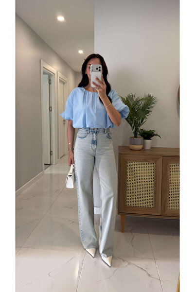 BİRCANÇİL Parks Ice Blue Cropped Leg Jeans