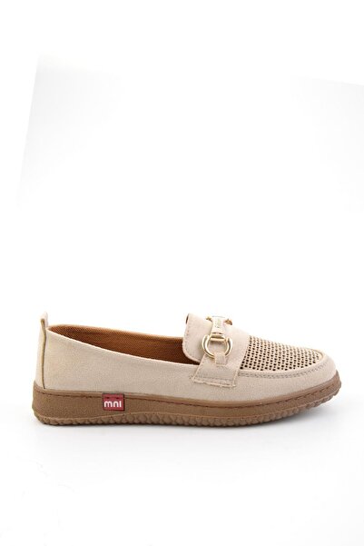 Bambi Krem Süet Kadın Loafer Ayakkabı K01536105272